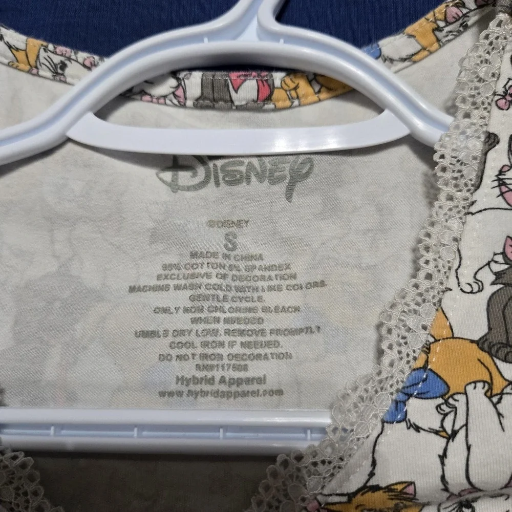 Disney Top Womens Small Lace Trim Aristocats Marie Cat Print Ruched V-Neck